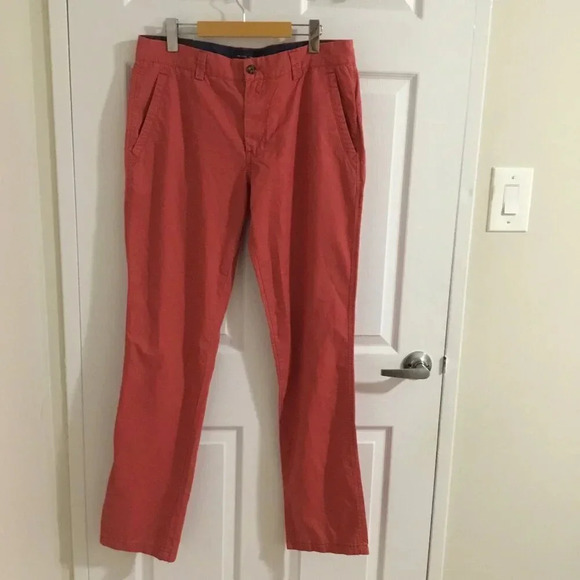 NWT Black Brown Tailored fit  chinos Pants Mineral Red 100% cotton W 32 L 34 - Picture 1 of 8
